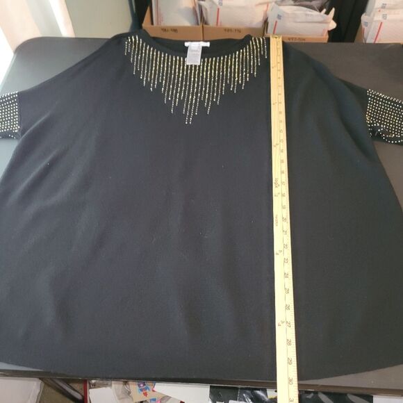Chicos Black Gold Beaded Cashmere Blend Sweater S/M - Picture 10 of 13